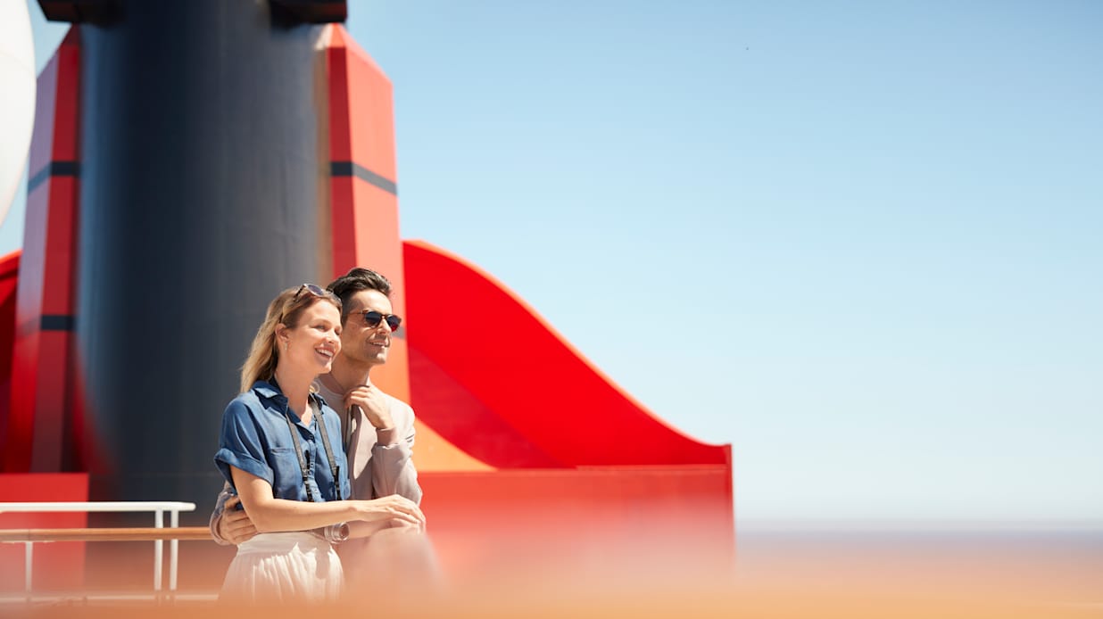 Couple on Cunard deck